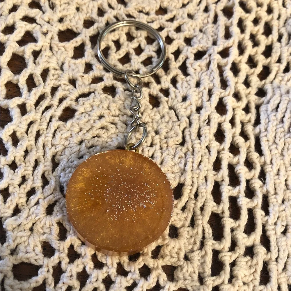 Brown Glitter Waffle Keychain - Fashion Key & Card Holder Accessory